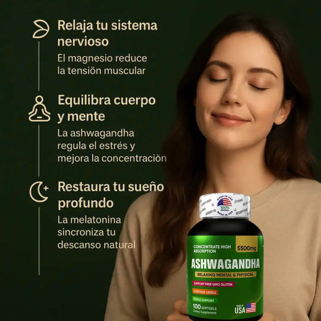 Ashwagandha 100 capsulas (2 meses) - Dile adiós a la ansiedad sin tratamientos químicos