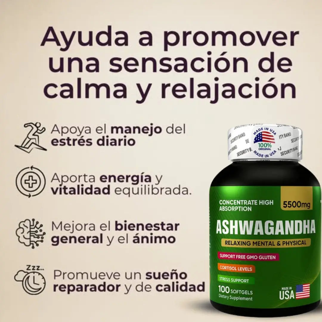 Ashwagandha 100 capsulas (2 meses) - Dile adiós a la ansiedad sin tratamientos químicos