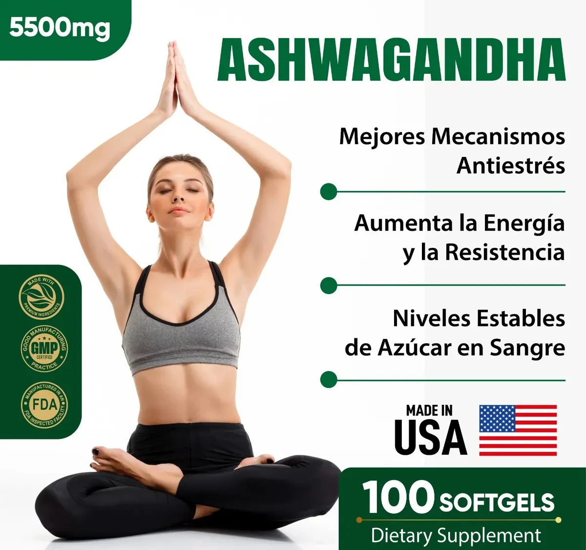 Ashwagandha 100 capsulas (2 meses) - Dile adiós a la ansiedad sin tratamientos químicos