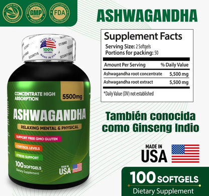 Ashwagandha 100 capsulas (2 meses) - Dile adiós a la ansiedad sin tratamientos químicos